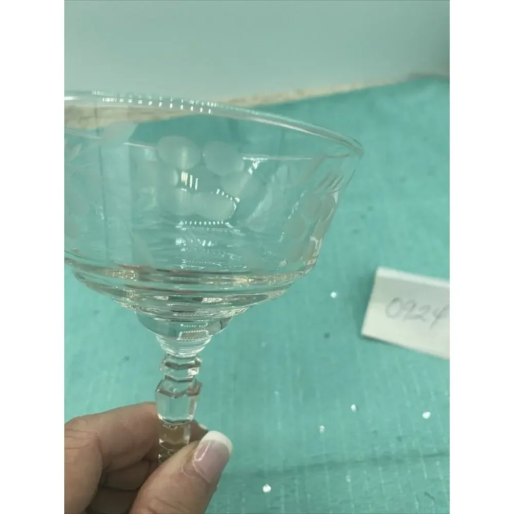 Rock Sharpe Cut Glass Wine Cocktail Tall Stem 6 1/4